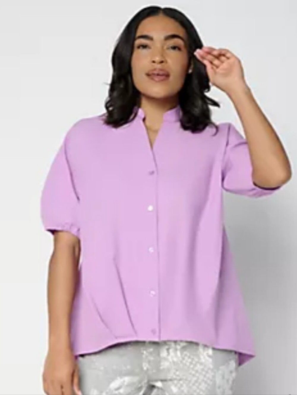 New Bubble Hem Button Front Top XS